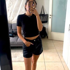 H&M Divided black denim high waisted jean shorts. UK 8. Us 6